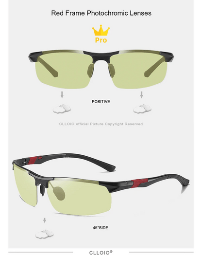 FoxDrop™ CLLOIO New Aluminum Polarized Photochromic Sunglasses Men Polarized Day Night Driving Glasses Anti-Glare Chameleon Oculos de sol