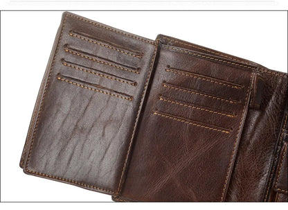 Portefeuille FoxDrop™ pour homme, nouveau, en cuir de vache véritable, porte-monnaie, pochette, moraillon, ouvert, qualité supérieure, style rétro, court