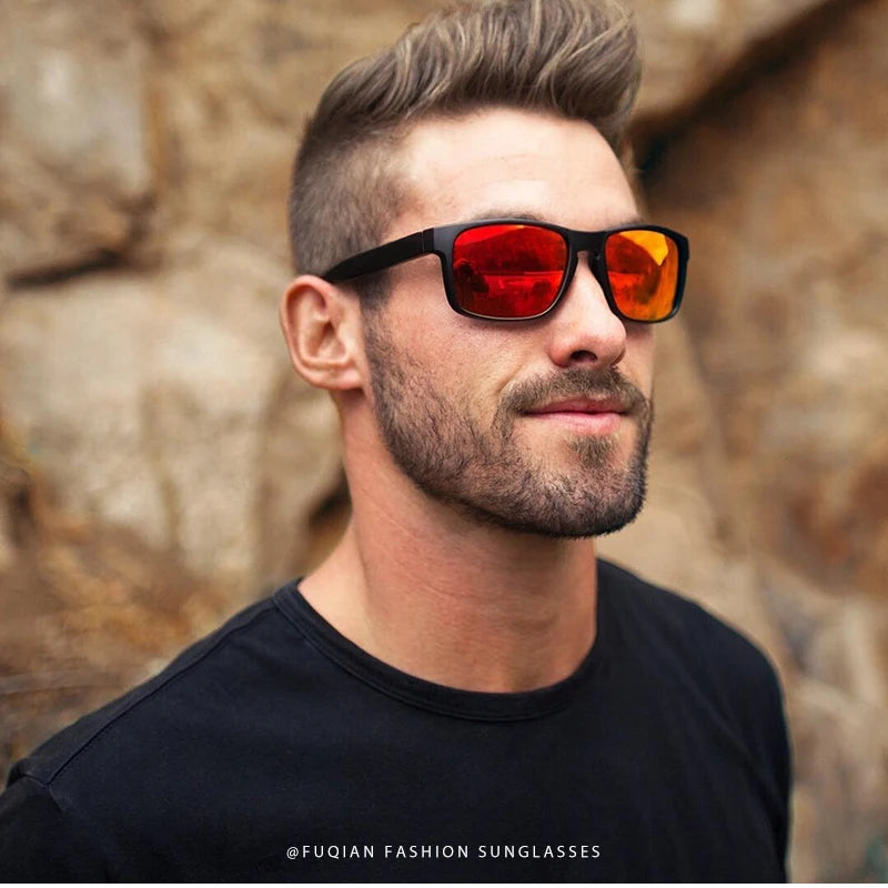 FoxDrop™ Classic Fashion Square Polarized Sunglasses Men Vintage Plastic Male Sun Glasses Women Stylish Black Outdoor Sports Shades UV400