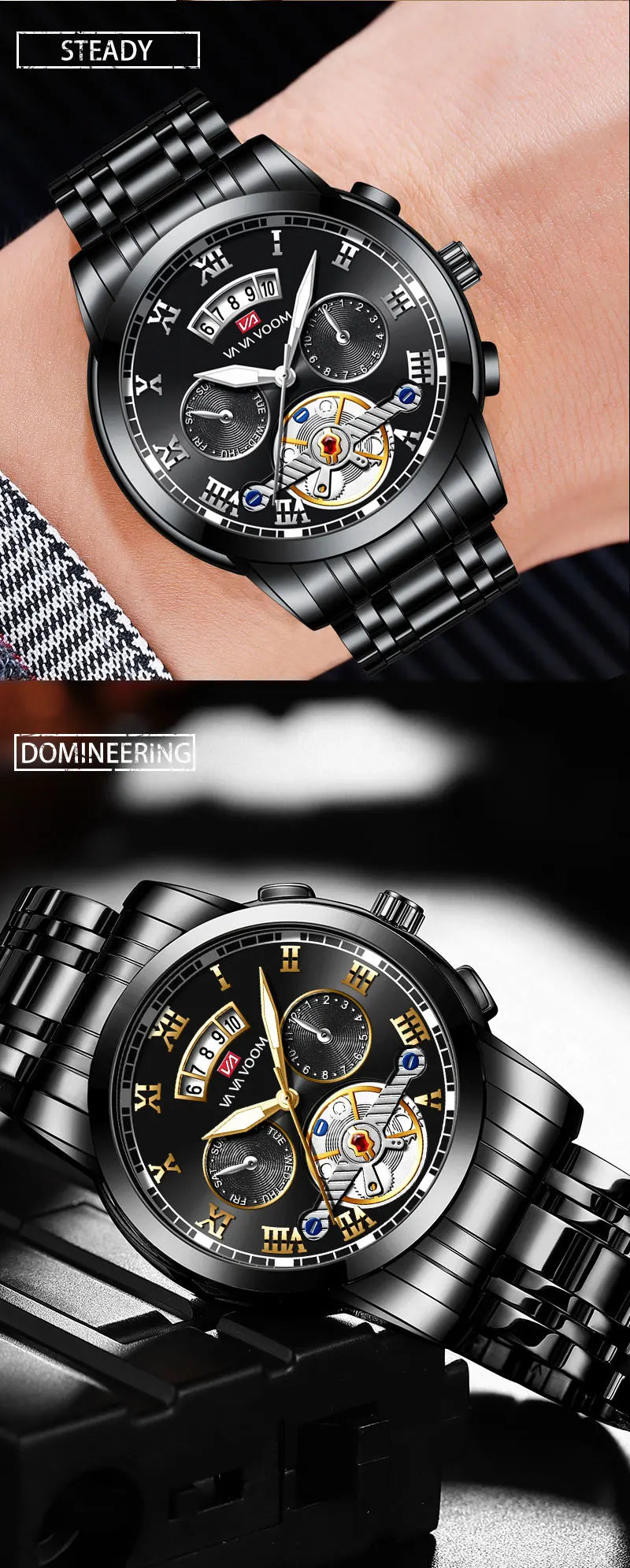 FoxDrop™ Top Brand Mens Luxury Watch Stainless Steel Luminescence Clock Casual Chic 3Bar Waterproof Outdoor Sport Watch