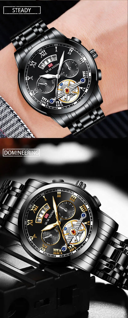 FoxDrop™ Top Brand Mens Luxury Watch Stainless Steel Luminescence Clock Casual Chic 3Bar Waterproof Outdoor Sport Watch
