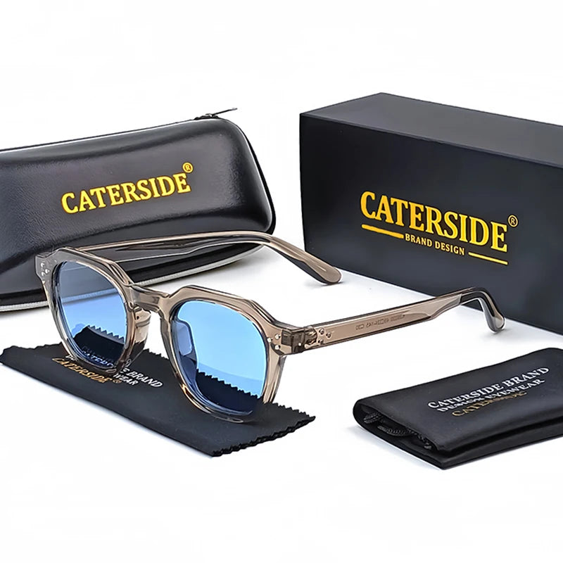 FoxDrop™ CATERSIDE Retro Polarized Sunglasses Men Ultralight TR90 Frame Polygon Women Sun Glasses Outdoor High Quality Travel  Eyewear