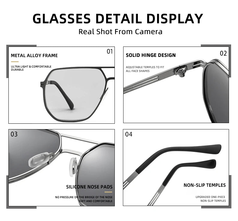 FoxDrop™ CLLOIO Fashion High Quality Photochromic Sunglasses Men Women Polarized Sun Glasses Chameleon Anti-glare Driving Oculos de sol