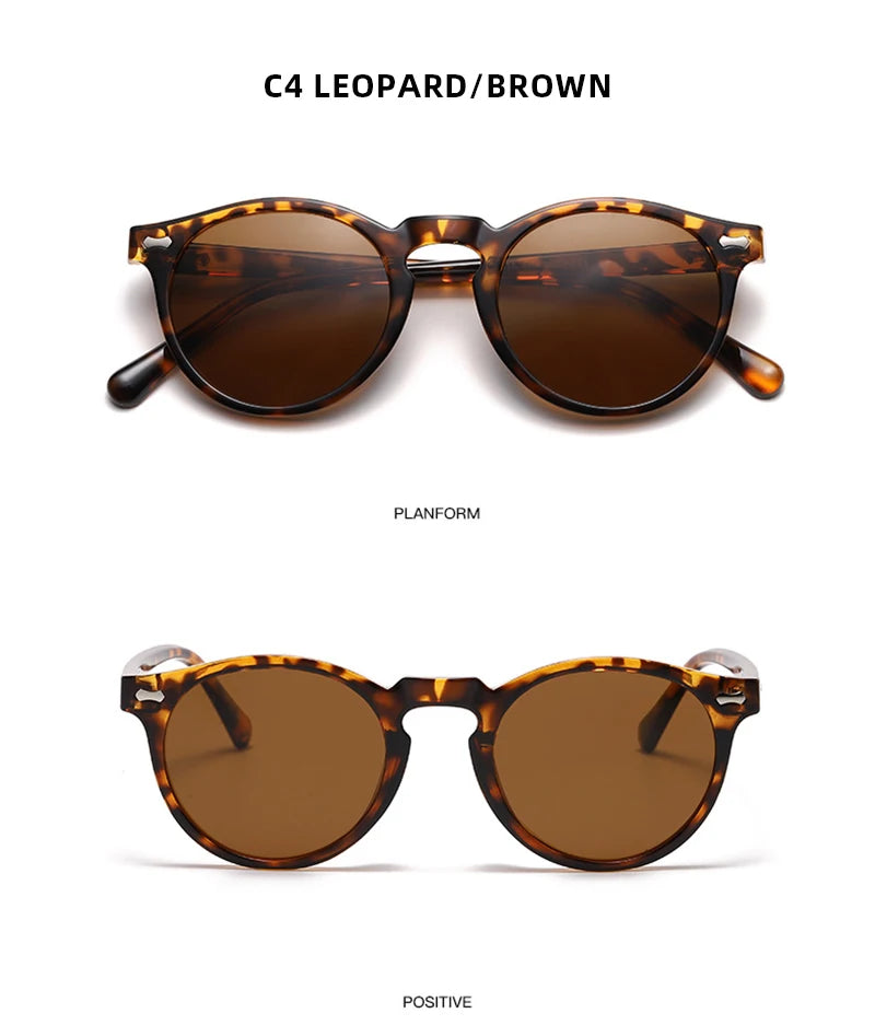FoxDrop™ Retro Round Sunglasses Men Women Fashion Small Polarized Sun Glasses For Male Female Literary Vintage Shades Driving Eyeglasses