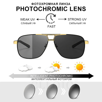 FoxDrop™ CLLOIO Nouvelles lunettes de soleil polarisées photochromiques carrées pour hommes, changement de couleur, lunettes de soleil caméléon antireflet pour la conduite Oculos de sol
