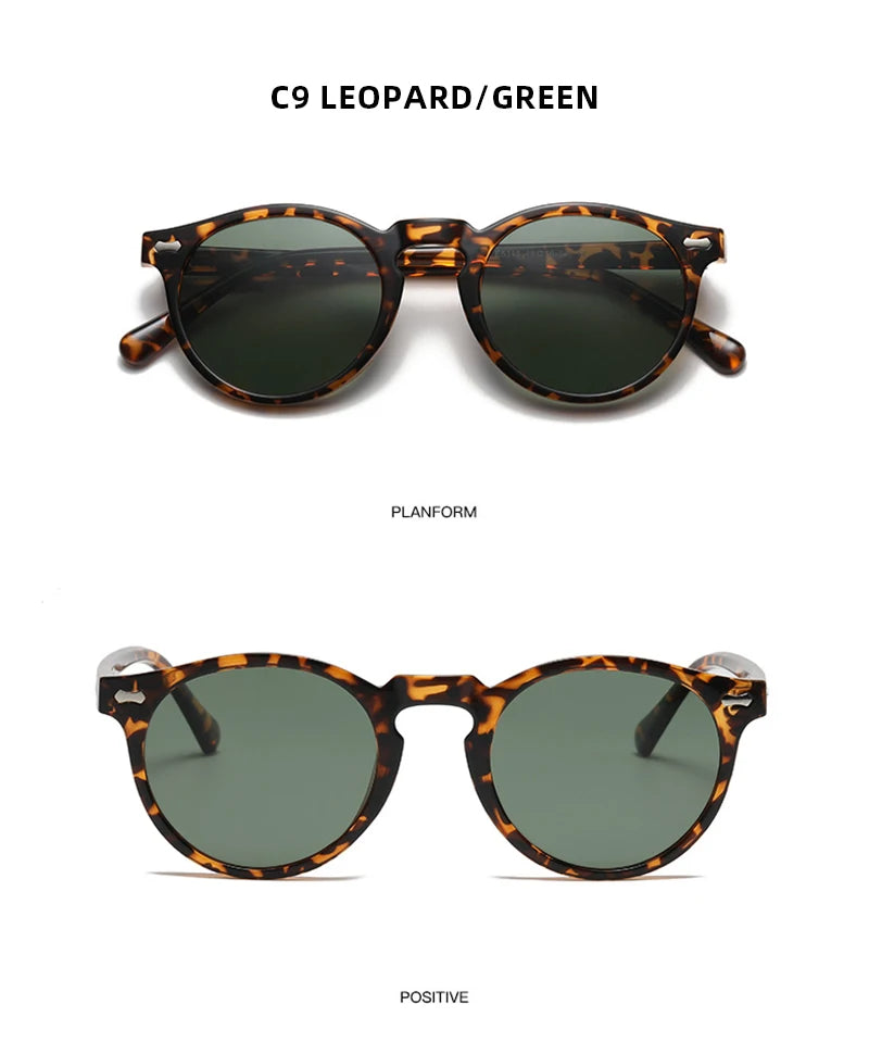 FoxDrop™ Retro Round Sunglasses Men Women Fashion Small Polarized Sun Glasses For Male Female Literary Vintage Shades Driving Eyeglasses
