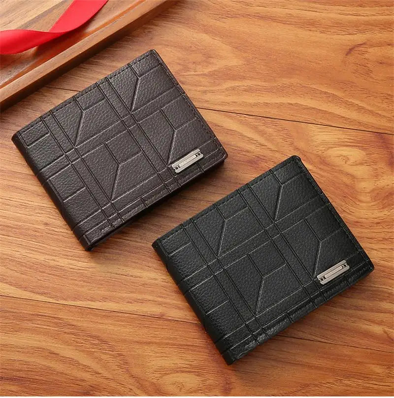 Portefeuille FoxDrop™ pour homme, nouvelle marque, court, à carreaux, horizontal, en cuir souple, grande capacité, multi-cartes