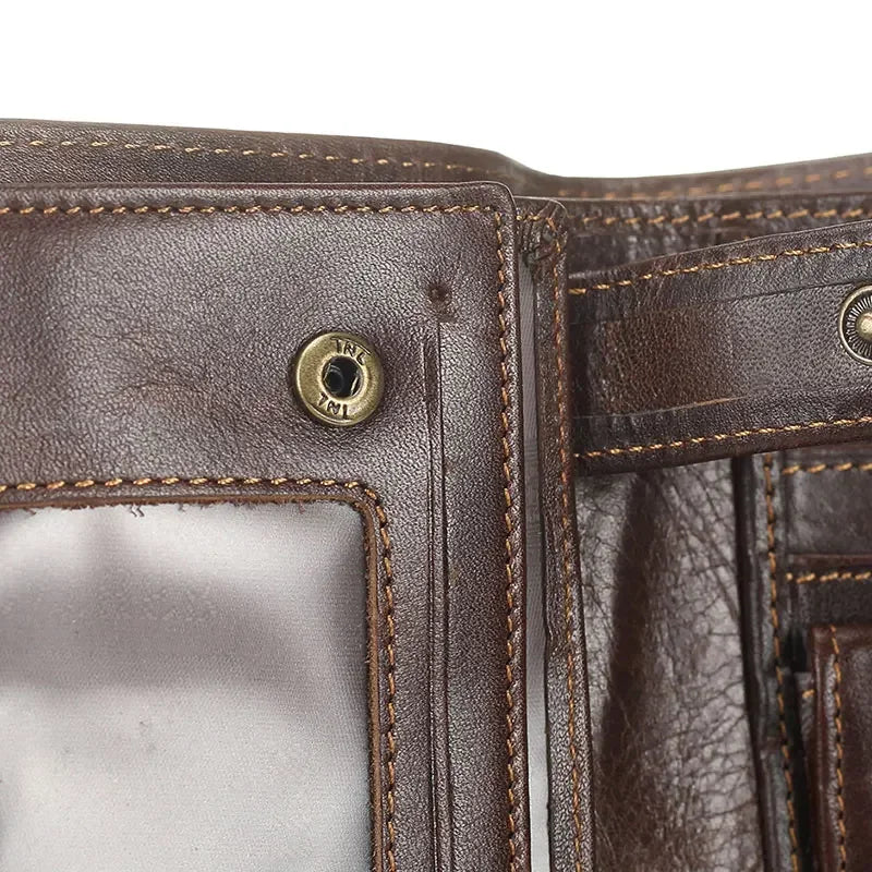 Portefeuille FoxDrop™ pour homme, nouveau, en cuir de vache véritable, porte-monnaie, pochette, moraillon, ouvert, qualité supérieure, style rétro, court