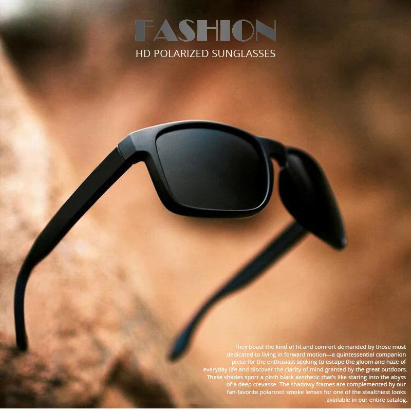 FoxDrop™ Classic Fashion Square Polarized Sunglasses Men Vintage Plastic Male Sun Glasses Women Stylish Black Outdoor Sports Shades UV400