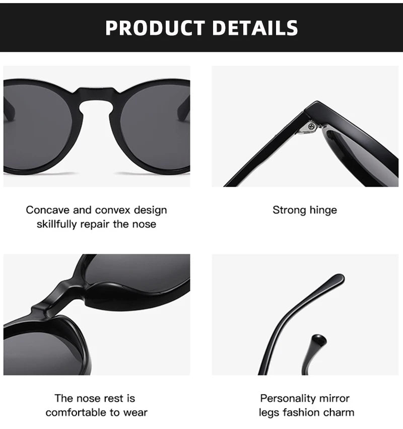 FoxDrop™ Retro Round Sunglasses Men Women Fashion Small Polarized Sun Glasses For Male Female Literary Vintage Shades Driving Eyeglasses