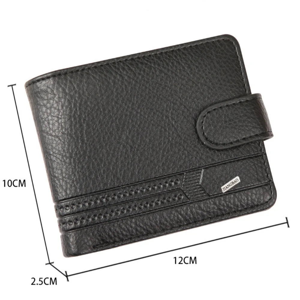 FoxDrop™ - Cartera corta plegable de piel sintética para hombre, con cierre, tarjetero, billetera, bolso de mano, monedero