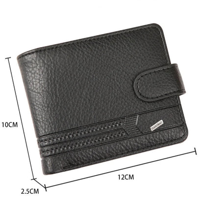 FoxDrop™ - Cartera corta plegable de piel sintética para hombre, con cierre, tarjetero, billetera, bolso de mano, monedero
