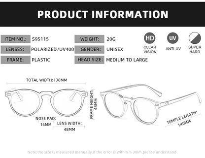 FoxDrop™ Retro Round Sunglasses Men Women Fashion Small Polarized Sun Glasses For Male Female Literary Vintage Shades Driving Eyeglasses