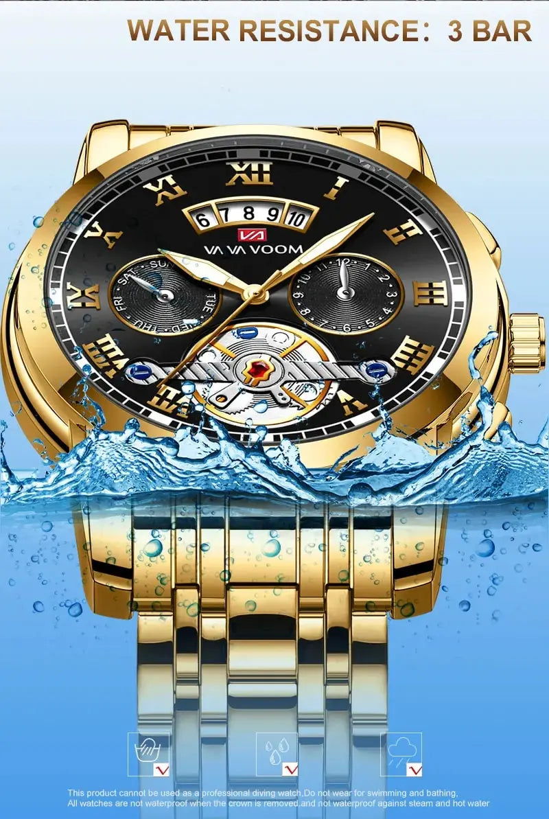 FoxDrop™ Top Brand Mens Luxury Watch Stainless Steel Luminescence Clock Casual Chic 3Bar Waterproof Outdoor Sport Watch