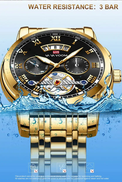FoxDrop™ Top Brand Mens Luxury Watch Stainless Steel Luminescence Clock Casual Chic 3Bar Waterproof Outdoor Sport Watch