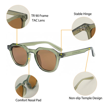 FoxDrop™ CATERSIDE Retro Polarized Sunglasses Men Ultralight TR90 Frame Polygon Women Sun Glasses Outdoor High Quality Travel  Eyewear