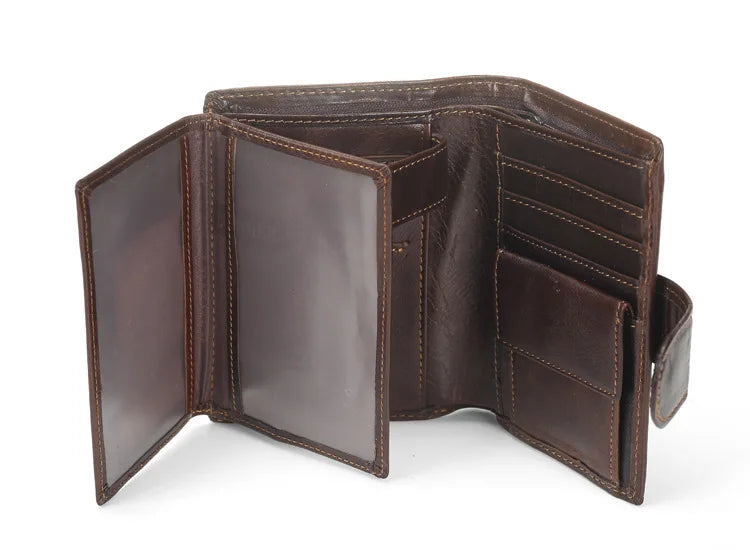 Portefeuille FoxDrop™ pour homme, nouveau, en cuir de vache véritable, porte-monnaie, pochette, moraillon, ouvert, qualité supérieure, style rétro, court