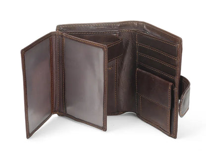 Portefeuille FoxDrop™ pour homme, nouveau, en cuir de vache véritable, porte-monnaie, pochette, moraillon, ouvert, qualité supérieure, style rétro, court