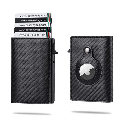 Portefeuille intelligent Airtag en cuir de vache FoxDrop™ CASEKEY pour homme, RFID Crazy Horse, fermeture magnétique en cuir de qualité supérieure, porte-cartes de crédit Airtag Pop-Up