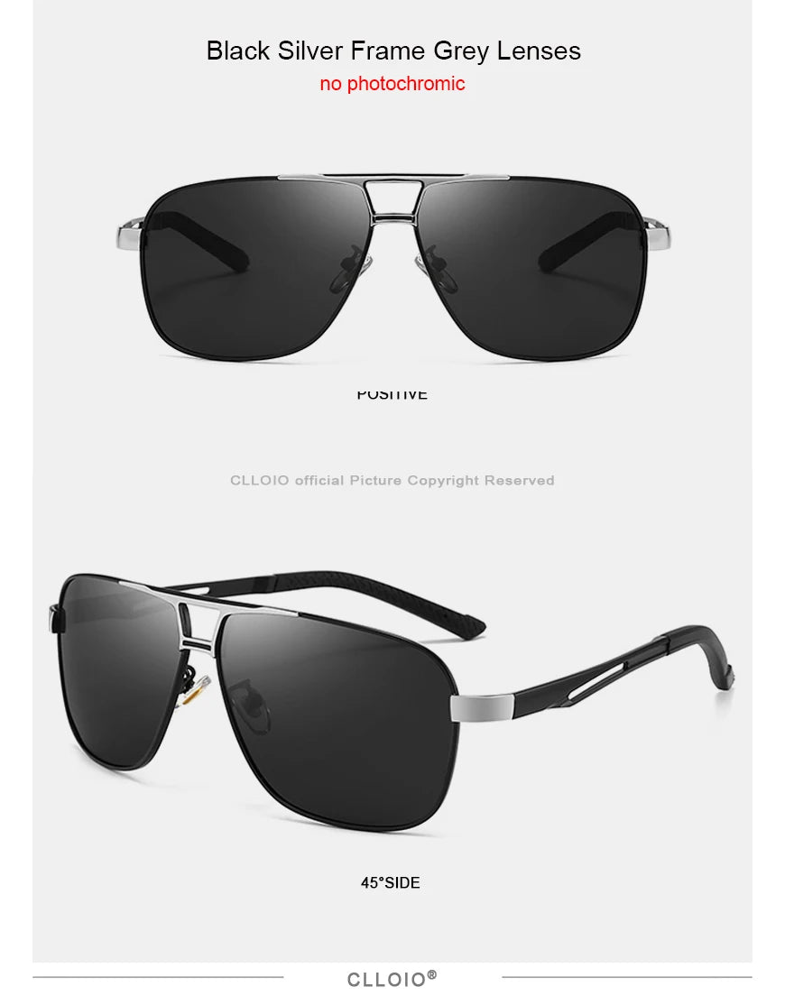 FoxDrop™ CLLOIO Nouvelles lunettes de soleil polarisées photochromiques carrées pour hommes, changement de couleur, lunettes de soleil caméléon antireflet pour la conduite Oculos de sol