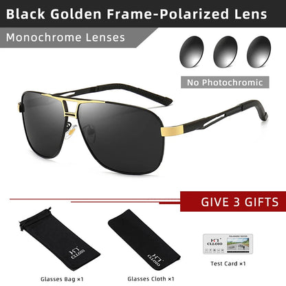 FoxDrop™ CLLOIO Nouvelles lunettes de soleil polarisées photochromiques carrées pour hommes, changement de couleur, lunettes de soleil caméléon antireflet pour la conduite Oculos de sol