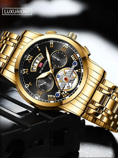 FoxDrop™ Top Brand Mens Luxury Watch Stainless Steel Luminescence Clock Casual Chic 3Bar Waterproof Outdoor Sport Watch