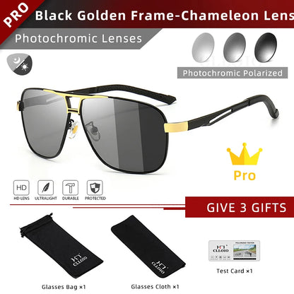 FoxDrop™ CLLOIO Nouvelles lunettes de soleil polarisées photochromiques carrées pour hommes, changement de couleur, lunettes de soleil caméléon antireflet pour la conduite Oculos de sol