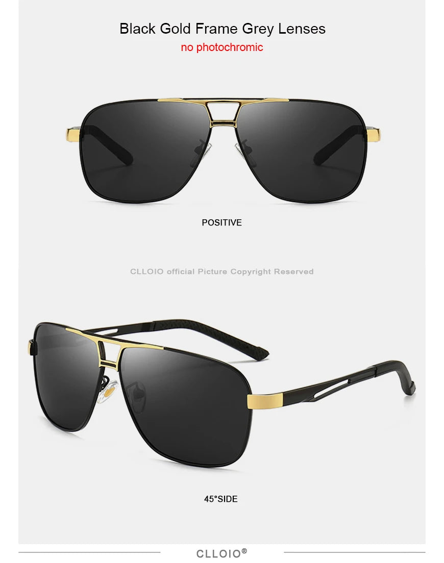 FoxDrop™ CLLOIO Nouvelles lunettes de soleil polarisées photochromiques carrées pour hommes, changement de couleur, lunettes de soleil caméléon antireflet pour la conduite Oculos de sol