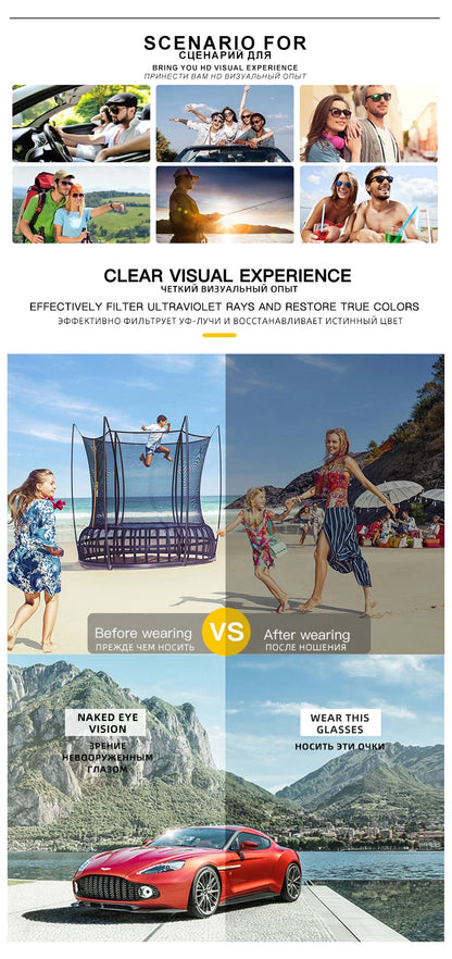 FoxDrop™ CLLOIO Nouvelles lunettes de soleil polarisées photochromiques carrées pour hommes, changement de couleur, lunettes de soleil caméléon antireflet pour la conduite Oculos de sol