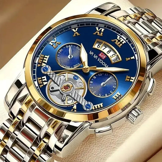 FoxDrop™ Top Brand Mens Luxury Watch Stainless Steel Luminescence Clock Casual Chic 3Bar Waterproof Outdoor Sport Watch