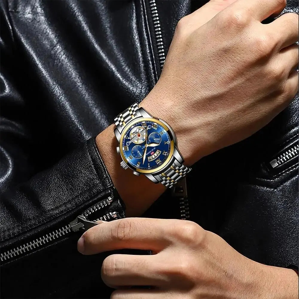 FoxDrop™ Top Brand Mens Luxury Watch Stainless Steel Luminescence Clock Casual Chic 3Bar Waterproof Outdoor Sport Watch