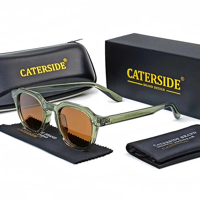 FoxDrop™ CATERSIDE Retro Polarized Sunglasses Men Ultralight TR90 Frame Polygon Women Sun Glasses Outdoor High Quality Travel  Eyewear