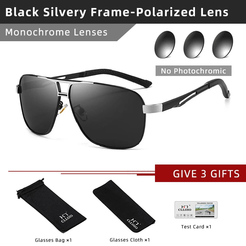 FoxDrop™ CLLOIO Nouvelles lunettes de soleil polarisées photochromiques carrées pour hommes, changement de couleur, lunettes de soleil caméléon antireflet pour la conduite Oculos de sol