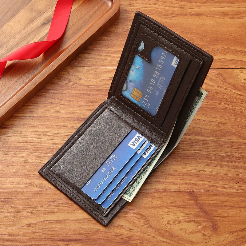 Portefeuille FoxDrop™ pour homme, nouvelle marque, court, à carreaux, horizontal, en cuir souple, grande capacité, multi-cartes