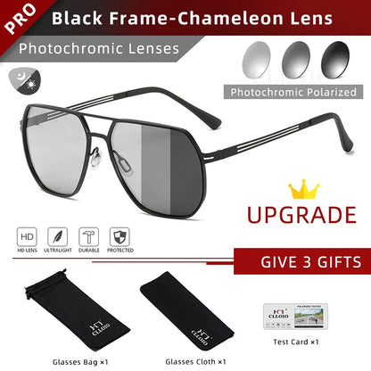 FoxDrop™ CLLOIO Fashion High Quality Photochromic Sunglasses Men Women Polarized Sun Glasses Chameleon Anti-glare Driving Oculos de sol