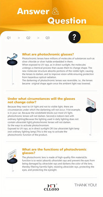 FoxDrop™ CLLOIO New Aluminum Polarized Photochromic Sunglasses Men Polarized Day Night Driving Glasses Anti-Glare Chameleon Oculos de sol