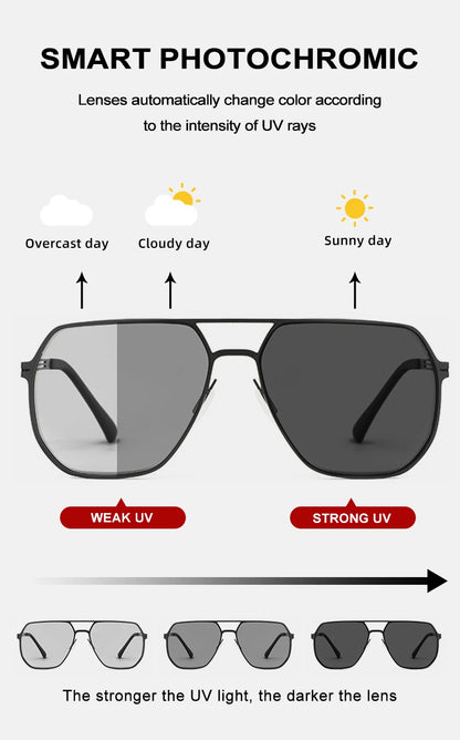 FoxDrop™ CLLOIO Fashion High Quality Photochromic Sunglasses Men Women Polarized Sun Glasses Chameleon Anti-glare Driving Oculos de sol