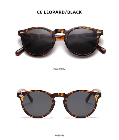 FoxDrop™ Retro Round Sunglasses Men Women Fashion Small Polarized Sun Glasses For Male Female Literary Vintage Shades Driving Eyeglasses