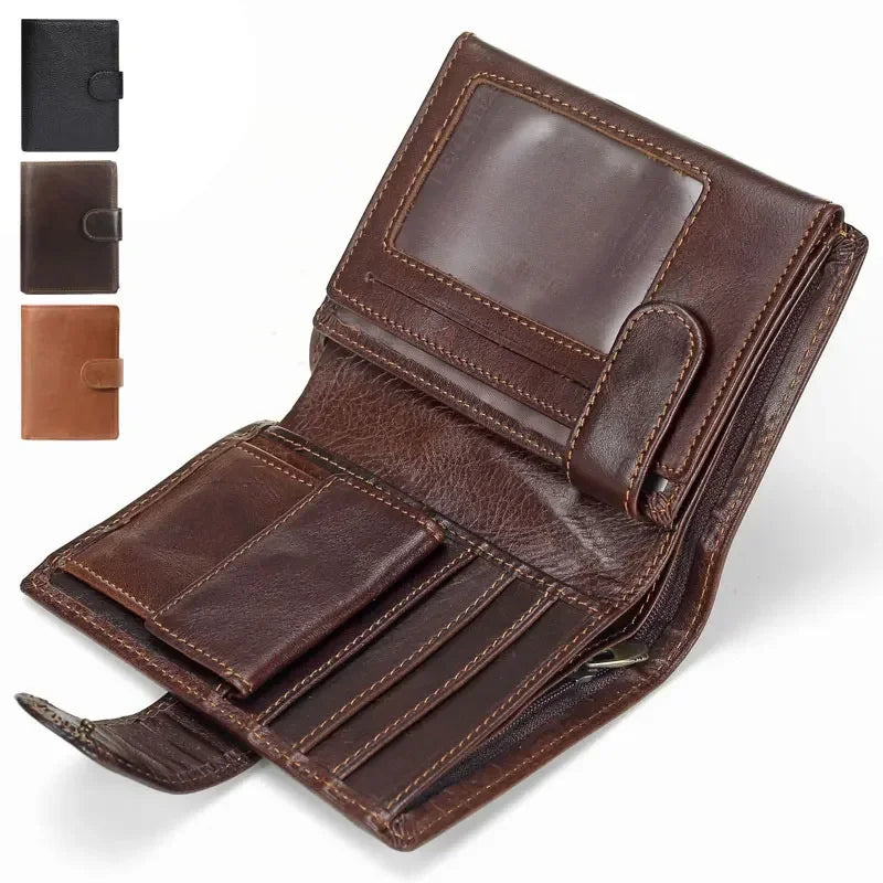 Portefeuille FoxDrop™ pour homme, nouveau, en cuir de vache véritable, porte-monnaie, pochette, moraillon, ouvert, qualité supérieure, style rétro, court