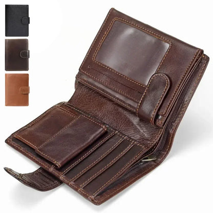 Portefeuille FoxDrop™ pour homme, nouveau, en cuir de vache véritable, porte-monnaie, pochette, moraillon, ouvert, qualité supérieure, style rétro, court