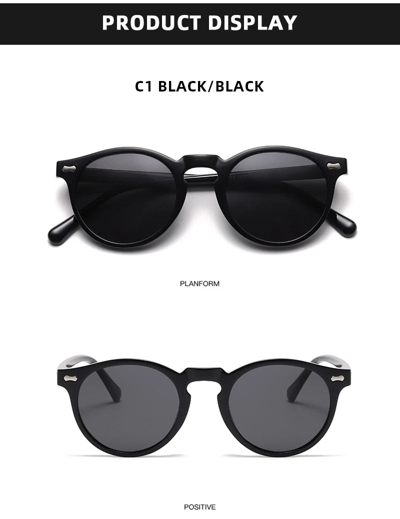 FoxDrop™ Retro Round Sunglasses Men Women Fashion Small Polarized Sun Glasses For Male Female Literary Vintage Shades Driving Eyeglasses
