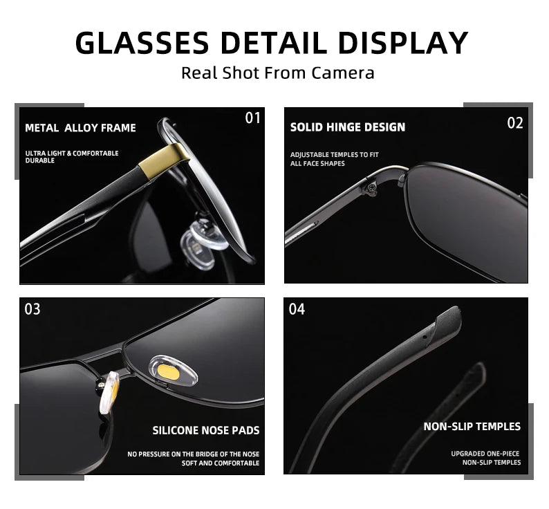 FoxDrop™ CLLOIO Nouvelles lunettes de soleil polarisées photochromiques carrées pour hommes, changement de couleur, lunettes de soleil caméléon antireflet pour la conduite Oculos de sol