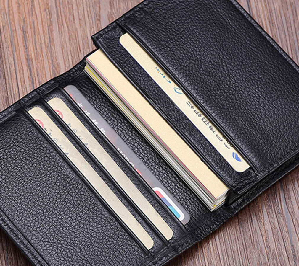 FoxDrop™ Portefeuilles de cartes en cuir véritable de luxe pour hommes, porte-cartes de crédit pour femmes, porte-cartes et pièces d'identité, organisateur pour hommes, porte-cartes de visite