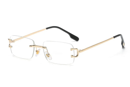 FoxDrop™ Kachawoo lunettes de soleil rectangulaires rétro sans monture homme femme uv400 petites lunettes de soleil mode bleu rose or métal cadeaux d'anniversaire