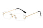 FoxDrop™ Kachawoo lunettes de soleil rectangulaires rétro sans monture homme femme uv400 petites lunettes de soleil mode bleu rose or métal cadeaux d'anniversaire