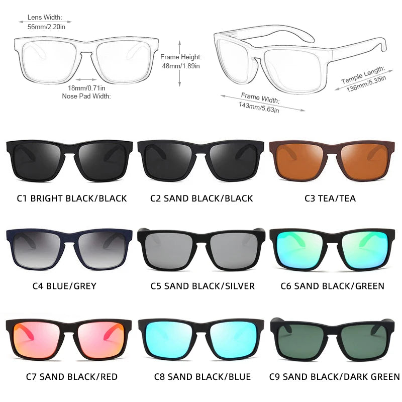 FoxDrop™ Classic Fashion Square Polarized Sunglasses Men Vintage Plastic Male Sun Glasses Women Stylish Black Outdoor Sports Shades UV400