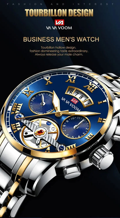 FoxDrop™ Top Brand Mens Luxury Watch Stainless Steel Luminescence Clock Casual Chic 3Bar Waterproof Outdoor Sport Watch