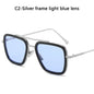 FoxDrop™ Steam Punk Tony Stark Sunglasses Men Women Fashion Square Driving Glasses Unisex Metal Frame Trendy Shades Oculos De Sol