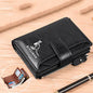 Portefeuille en cuir FoxDrop™ pour homme, porte-cartes RFID court de luxe pour homme, porte-monnaie à fermeture éclair, portefeuille portable pour homme
