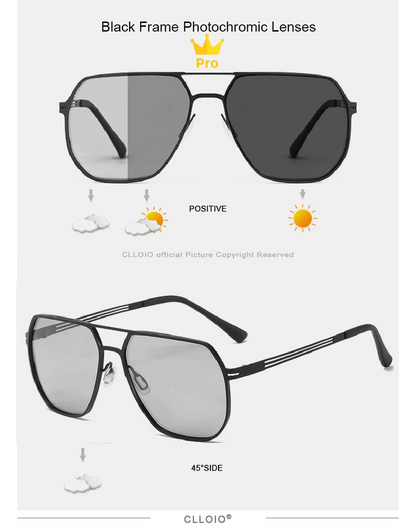 FoxDrop™ CLLOIO Fashion High Quality Photochromic Sunglasses Men Women Polarized Sun Glasses Chameleon Anti-glare Driving Oculos de sol